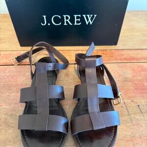 J. Crew Women's Brown Leather Sandals - Size 8 Made in Italy
